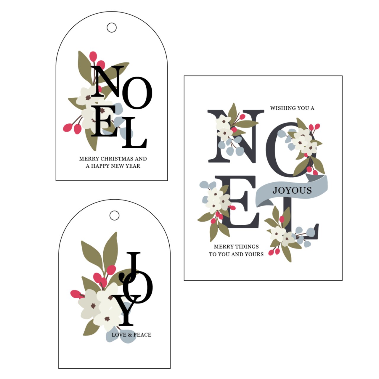 Floral Noel - Set of 6 - 6"x6" Coordinating Stencils - RETIRING